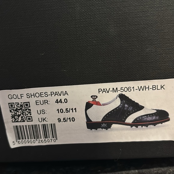 Lambda Black & White Croc Textured Genuine Leather Waterproof Golf Shoes. - Picture 8 of 8